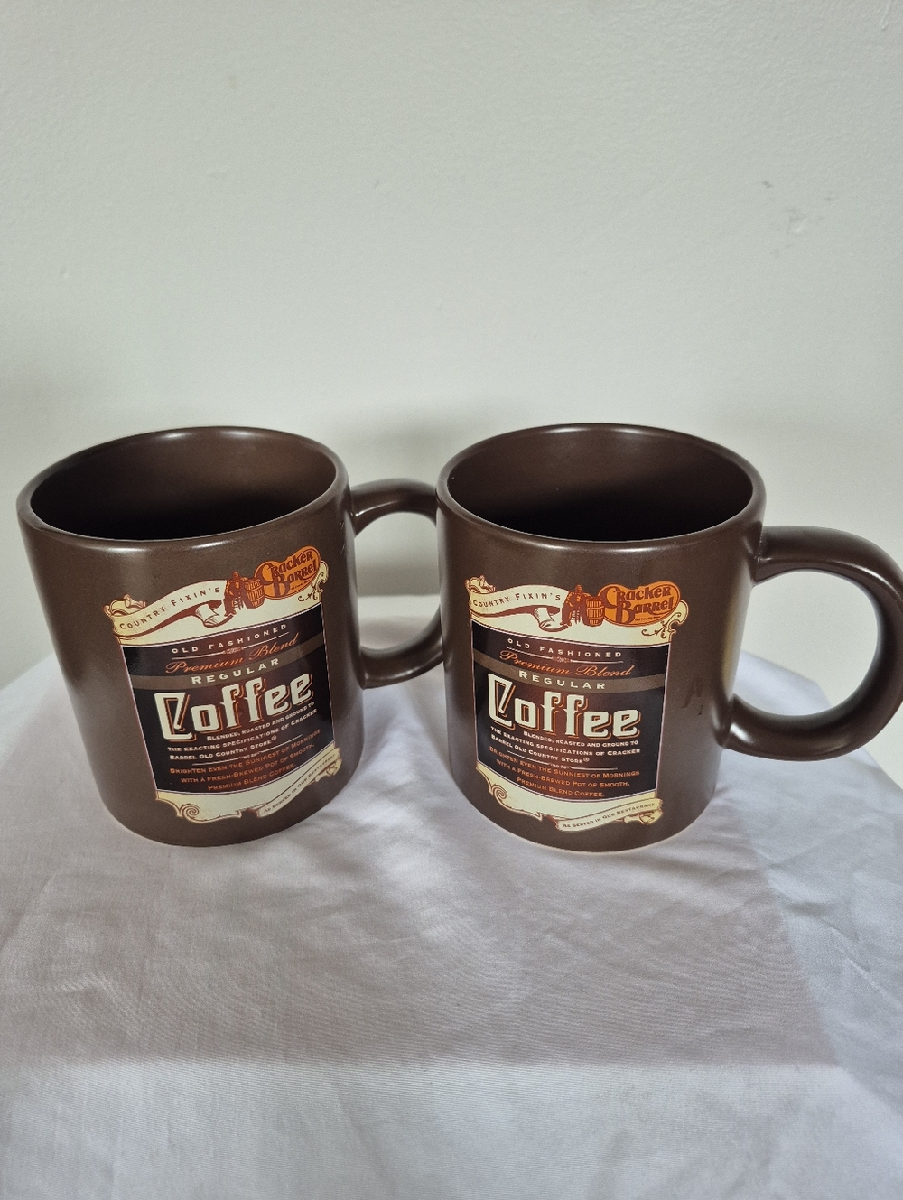 Cracker Barrel Set Of 2 Large Coffee Mugs Collectable